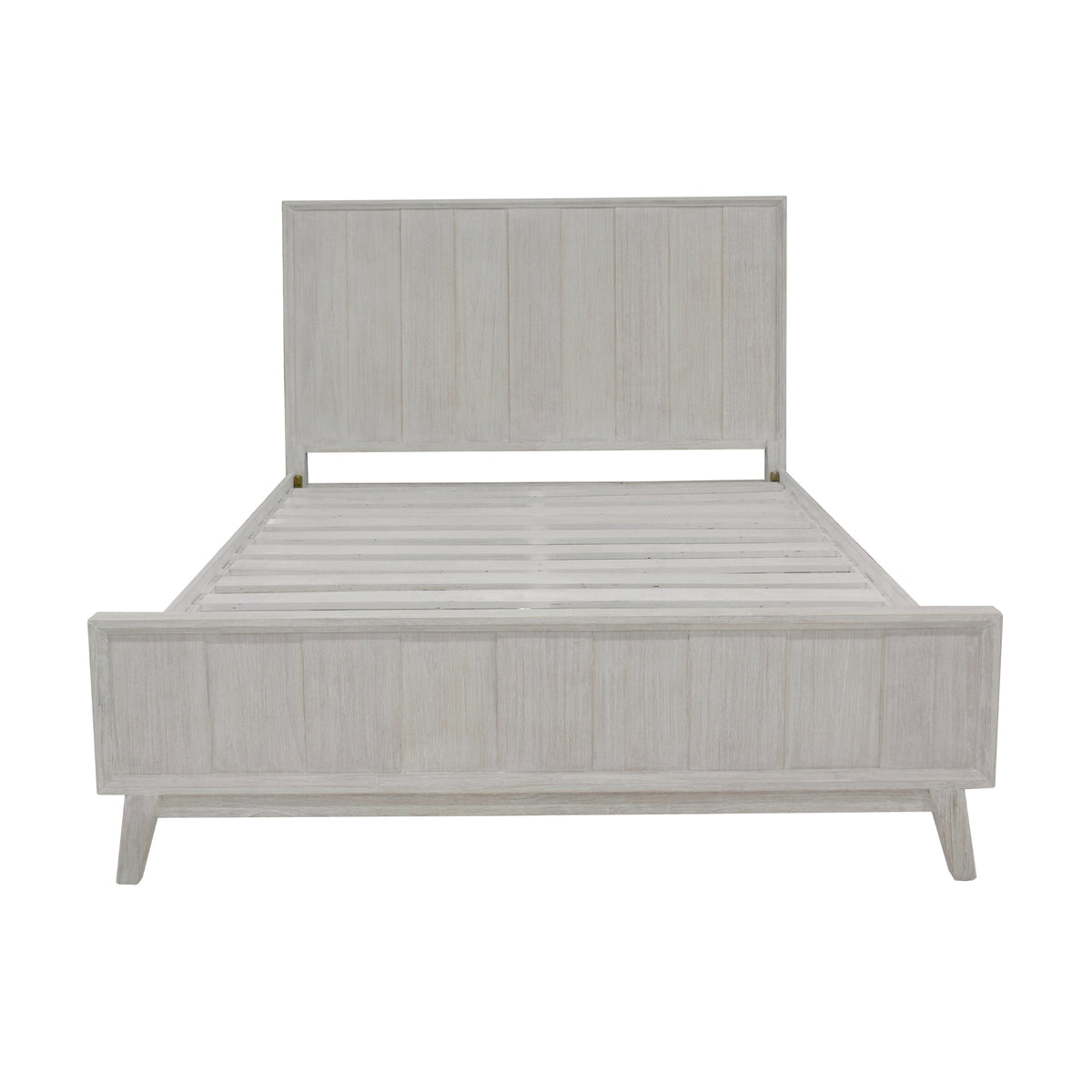 The Croft Queen Bed Frame Acacia Timber Frame White Washed