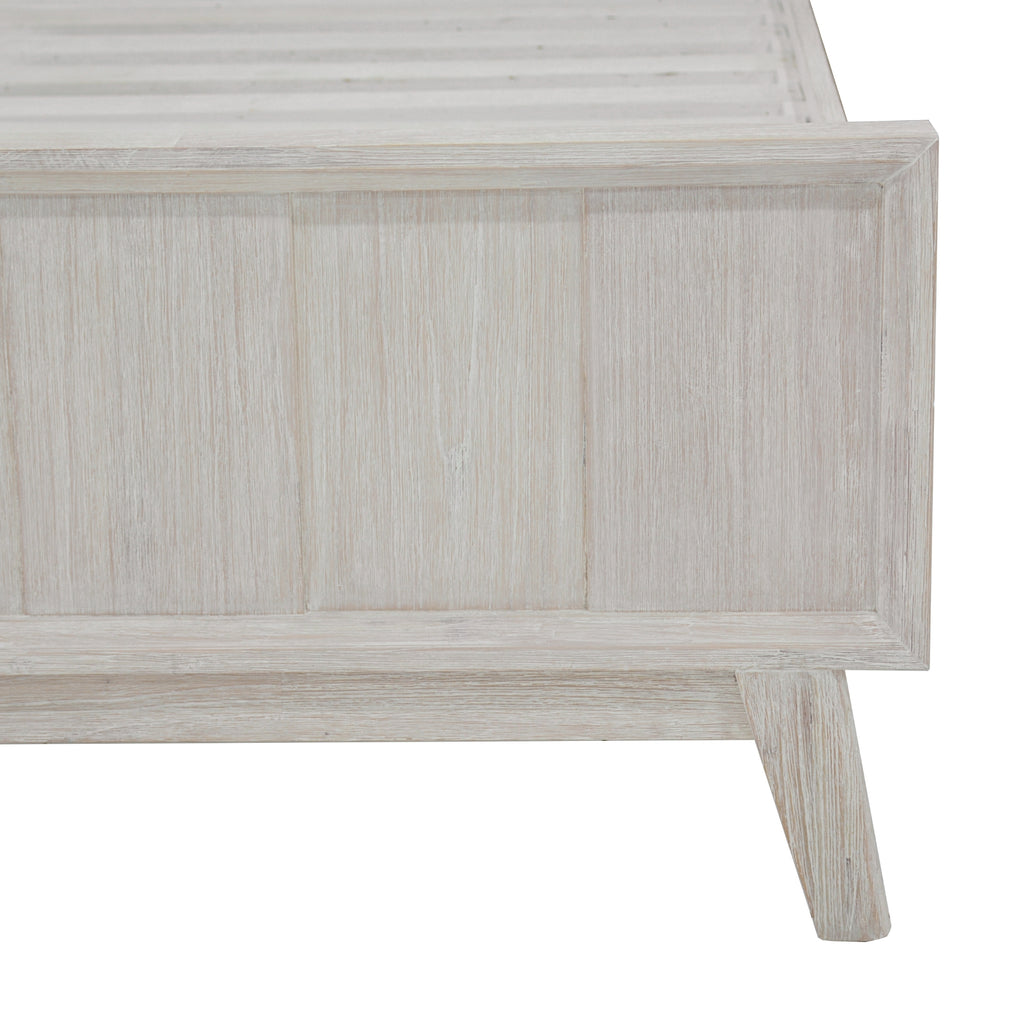 The Croft Queen Bed Frame Acacia Timber Frame White Washed
