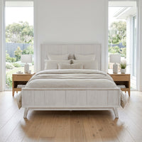 The Croft King Bed Frame Acacia Timber Frame White Washed