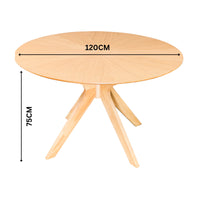 Thiago 120cm 4 Seater Round Dining Table - Oak