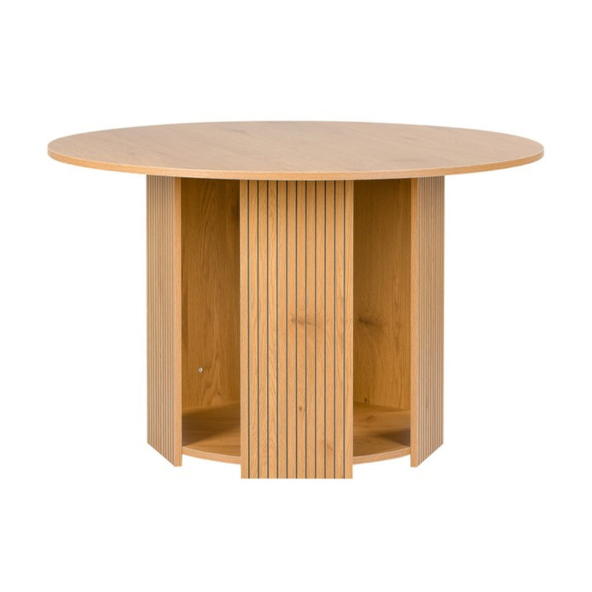Thomasville 120cm Round Dining Table Oak, front view on a white background