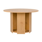 Thomasville 120cm Round Dining Table Oak, front view on a white background
