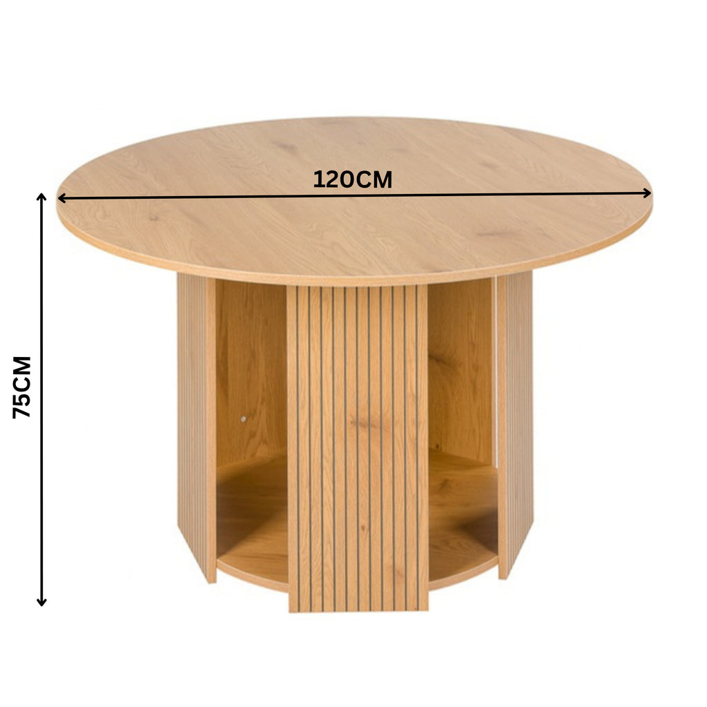 Thomasville 120cm Round Dining Table Oak — dimensions diagram