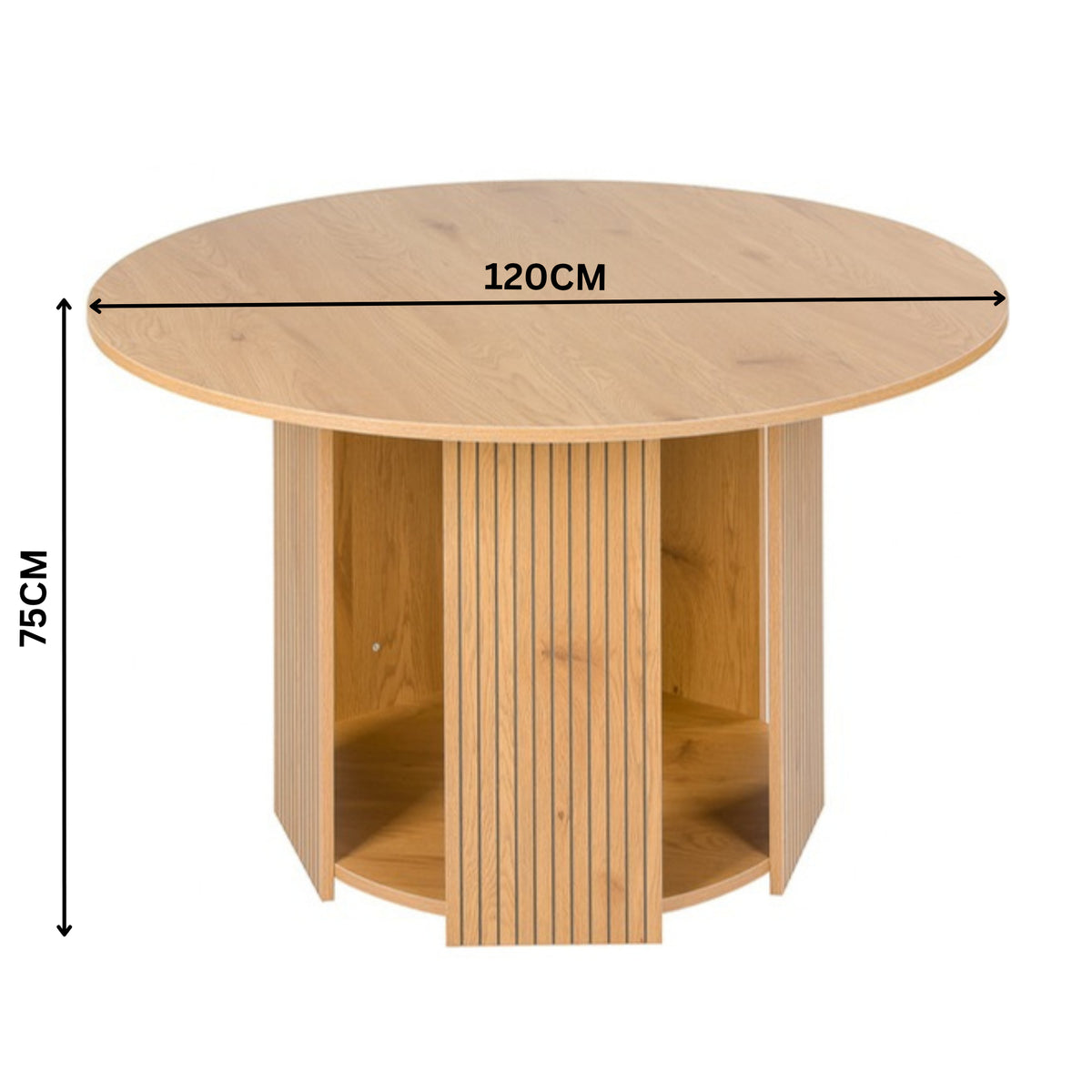 Thomasville 120cm Round Dining Table Oak — dimensions diagram