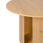 Thomasville 120cm Round Dining Table Oak, close-up of the top edge and pedestal