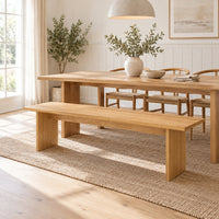 Thomasville 160cm Dining Bench Oak, beside a dining table in a dining room