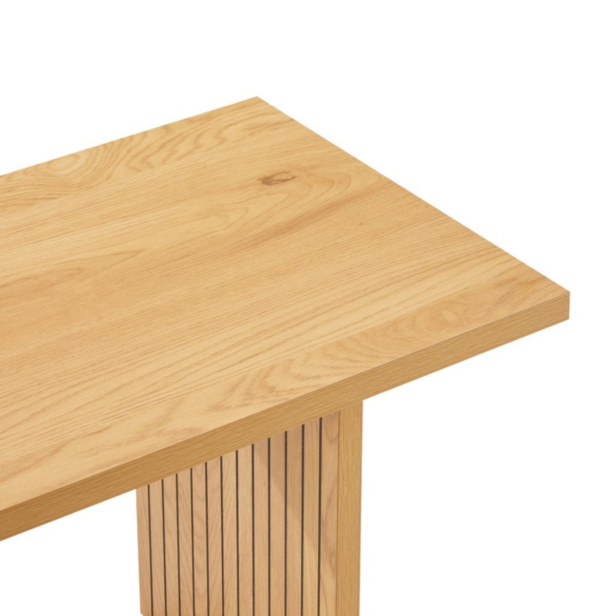 Thomasville 160cm Dining Bench Oak, close-up of the seat corner