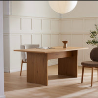 Thomasville 160cm Dining Table Oak, in a dining room beside chairs