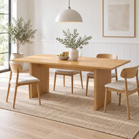 Thomasville 200cm Dining Table Oak, in a dining room with chairs and a pendant light
