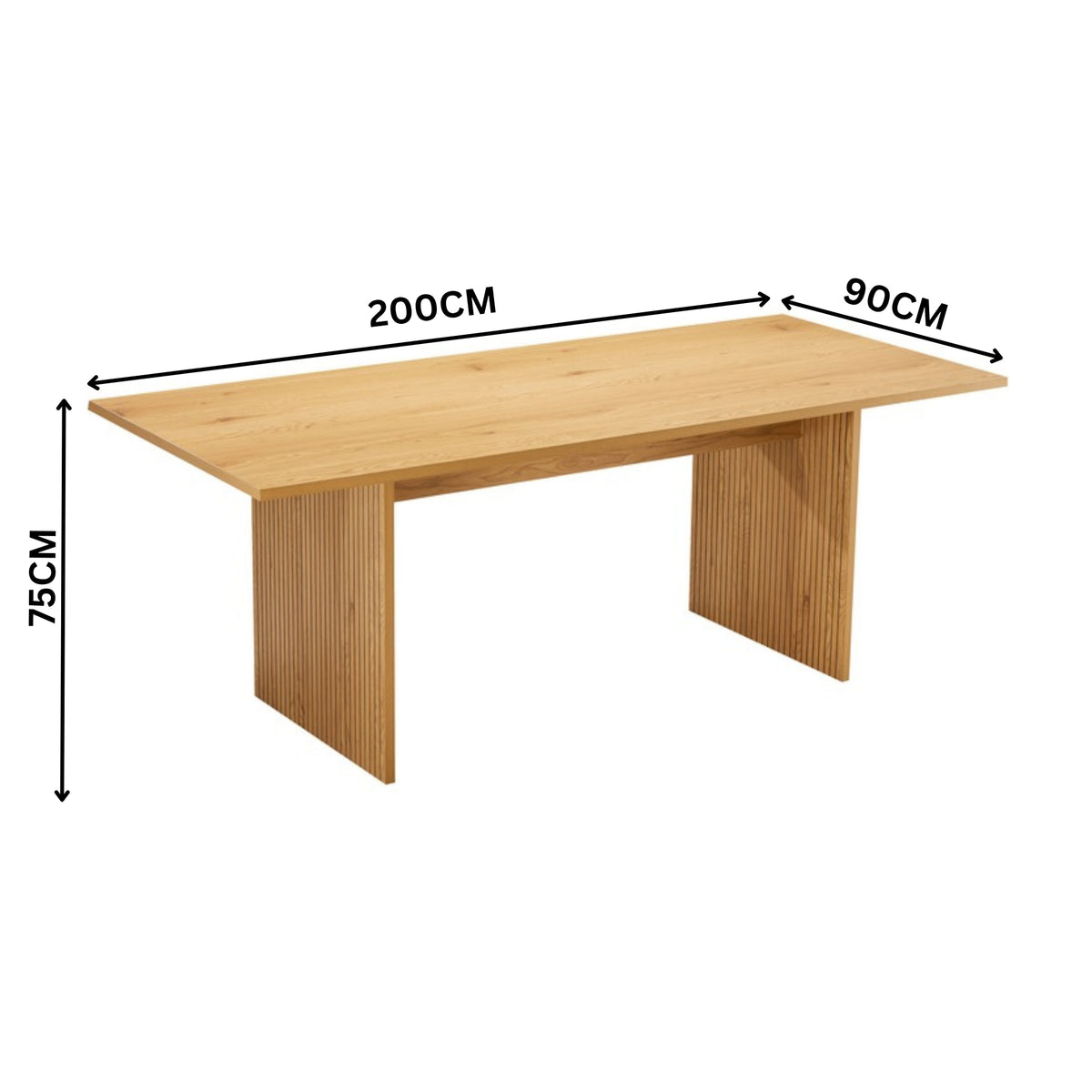 Thomasville 200cm Dining Table Oak — dimensions diagram