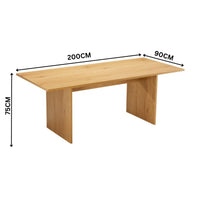 Thomasville 200cm Dining Table Oak — dimensions diagram