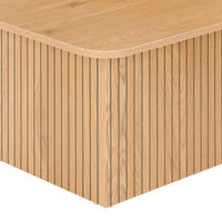 Thomasville 60cm Square Coffee Table Oak, close-up of the fluted base