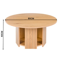 Thomasville 80cm Round Coffee Table Oak — dimensions diagram