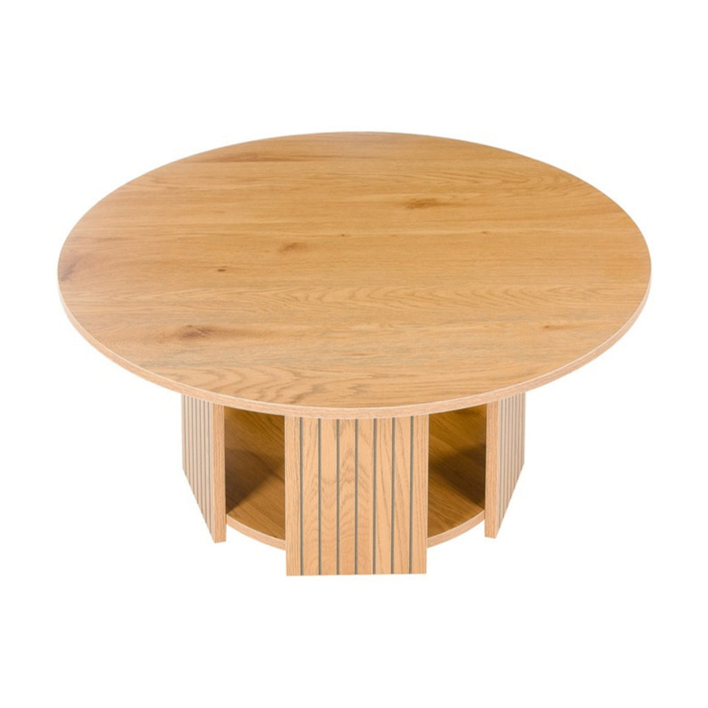 Thomasville 80cm Round Coffee Table Oak, raised view of the round top