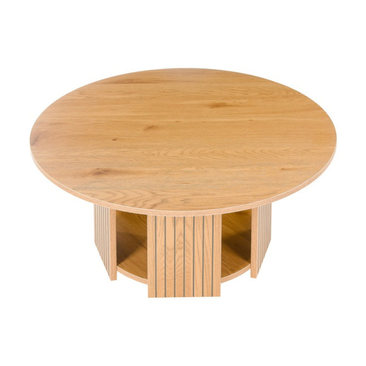 Thomasville 80cm Round Coffee Table Oak, raised view of the round top