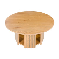 Thomasville 80cm Round Coffee Table Oak, raised view of the round top