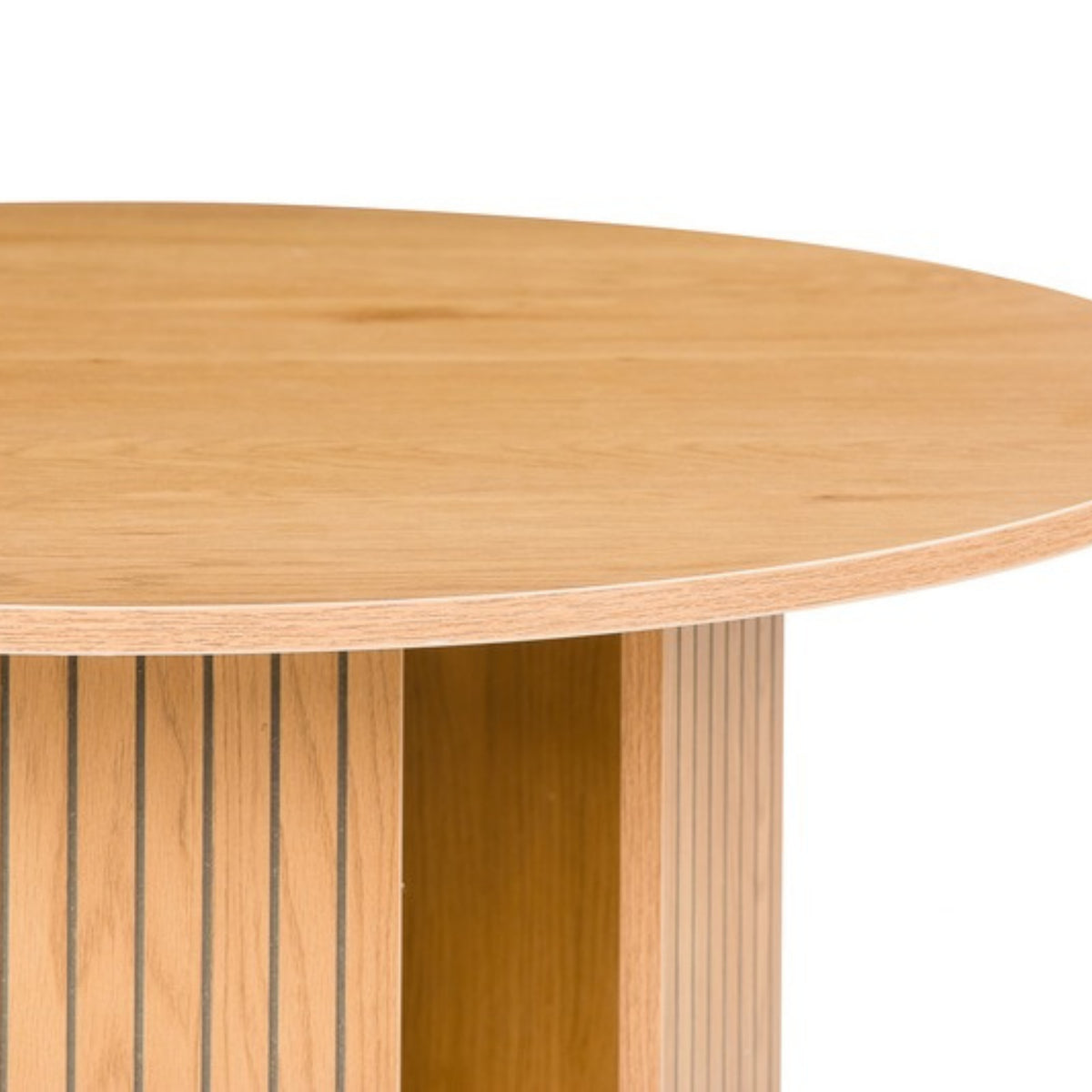 Thomasville 80cm Round Coffee Table Oak, close-up of the rim and base