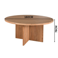 Thorin 160cm Solid Timber Round Dining Table Natural