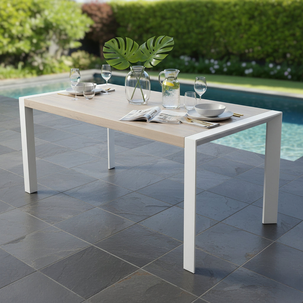Torres 160cm Outdoor Aluminium Dining Table White