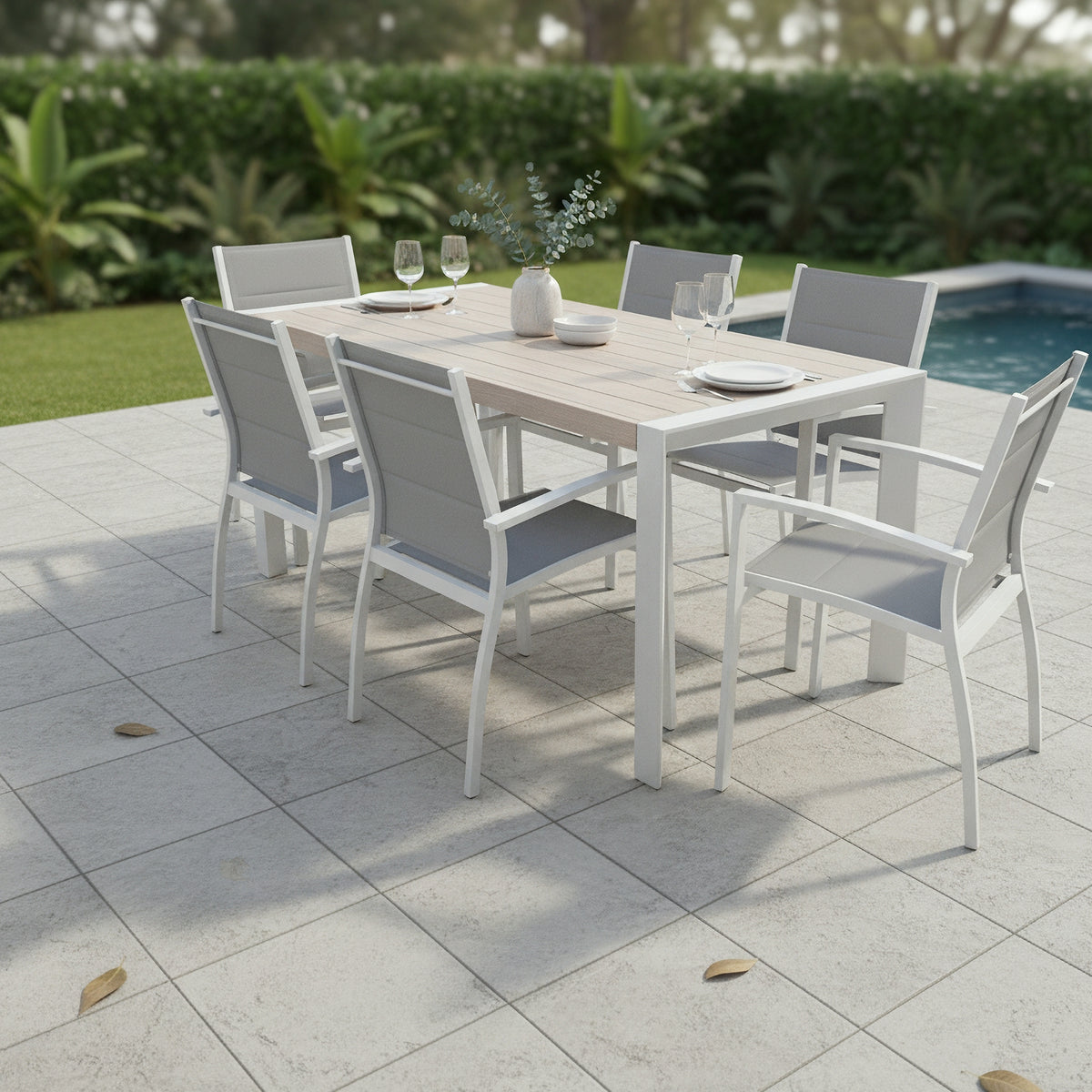 Torres 160cm Outdoor Aluminium Dining Table White