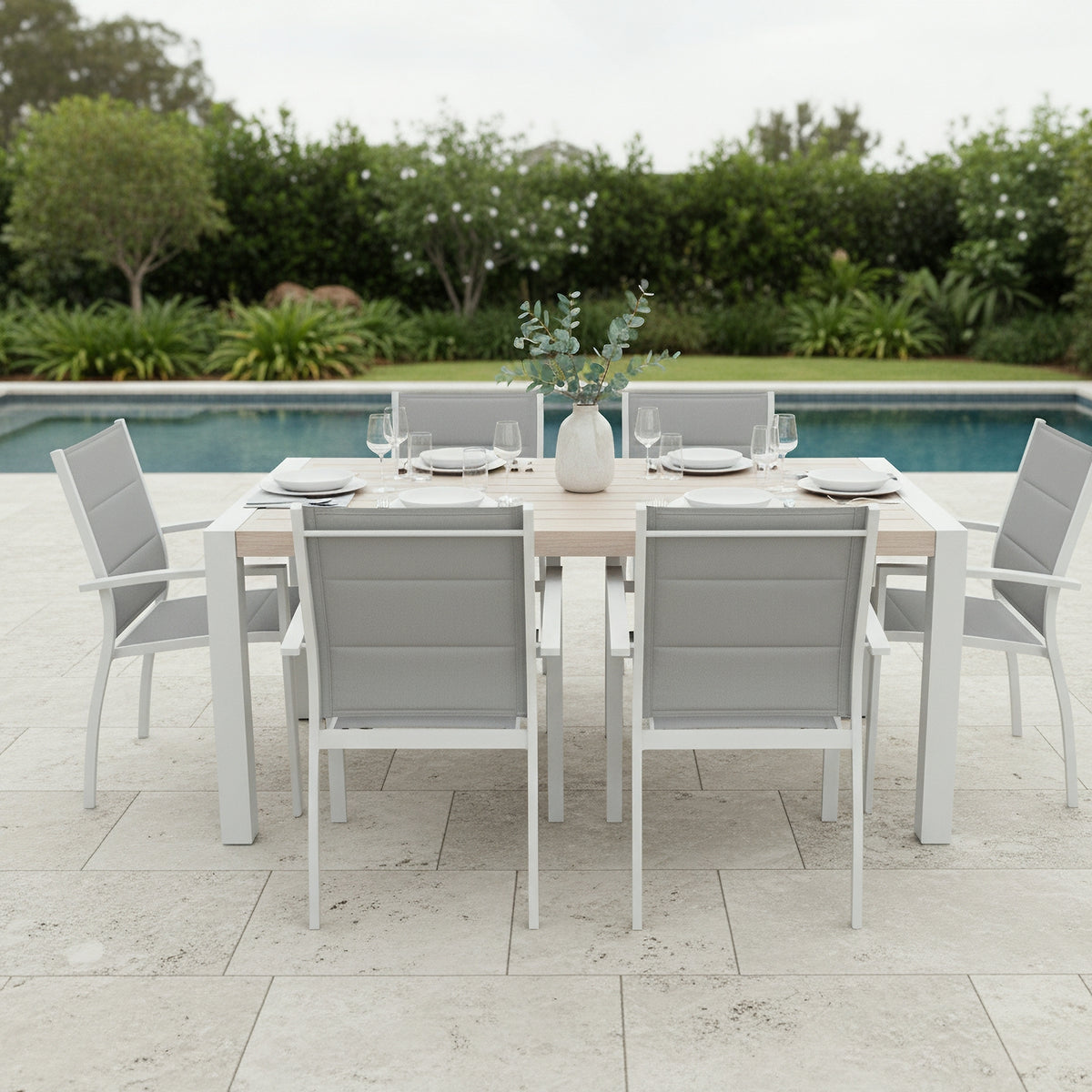 Torres 160cm Outdoor Aluminium Dining Table White