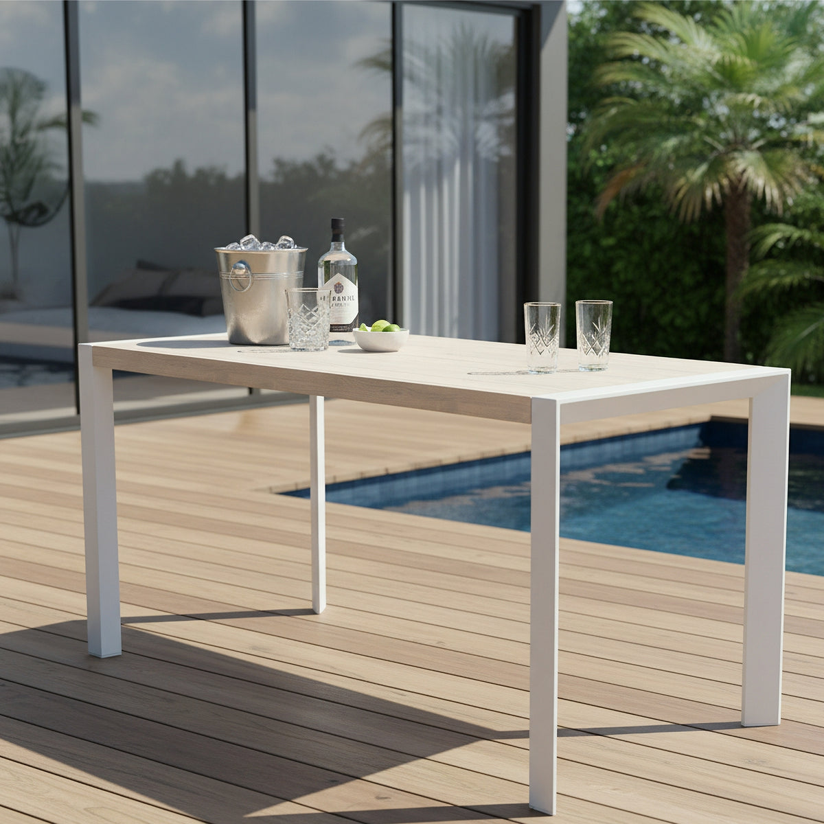 Torres 200cm Outdoor Aluminium 90cm High Bar Table White