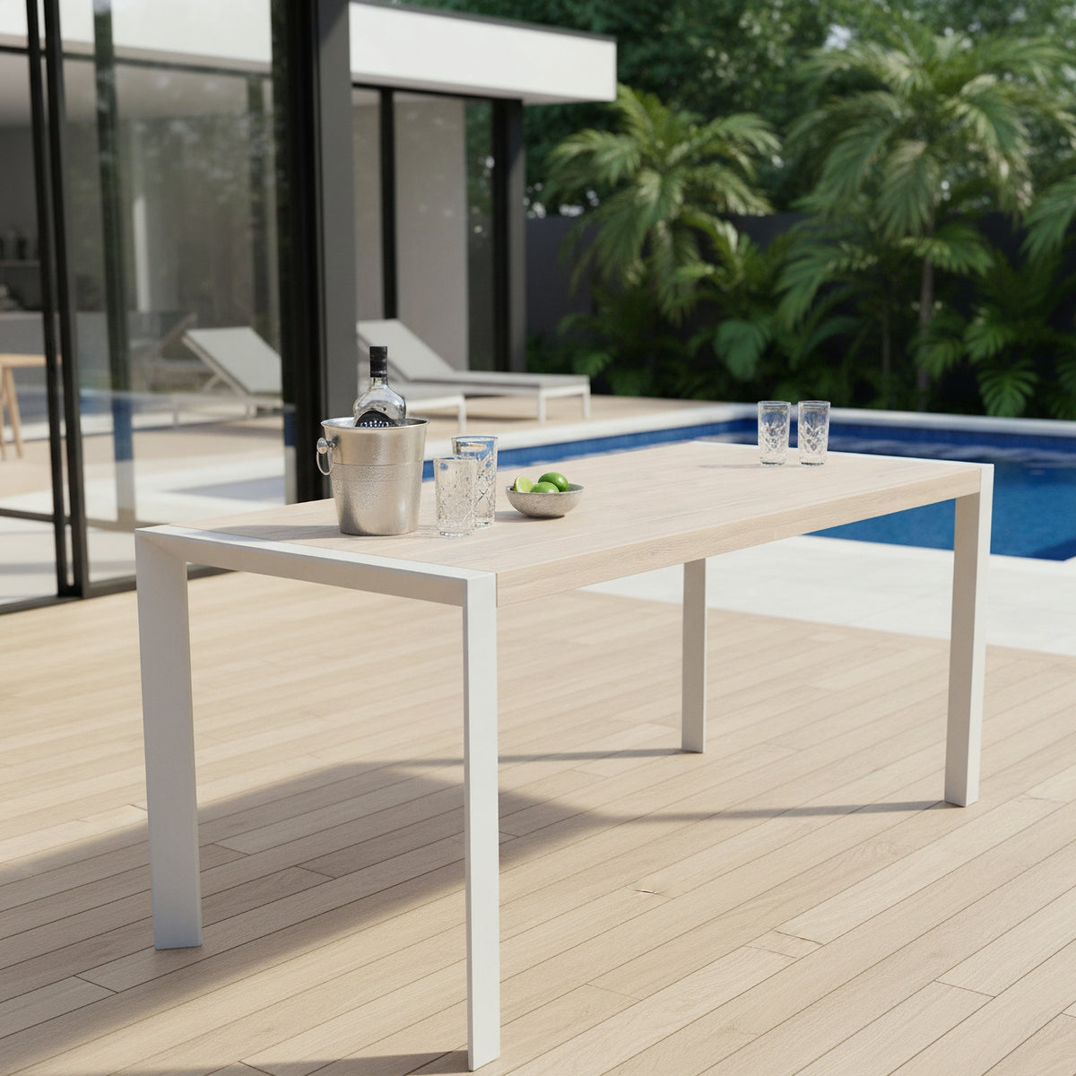 Torres 200cm Outdoor Aluminium 90cm High Bar Table White