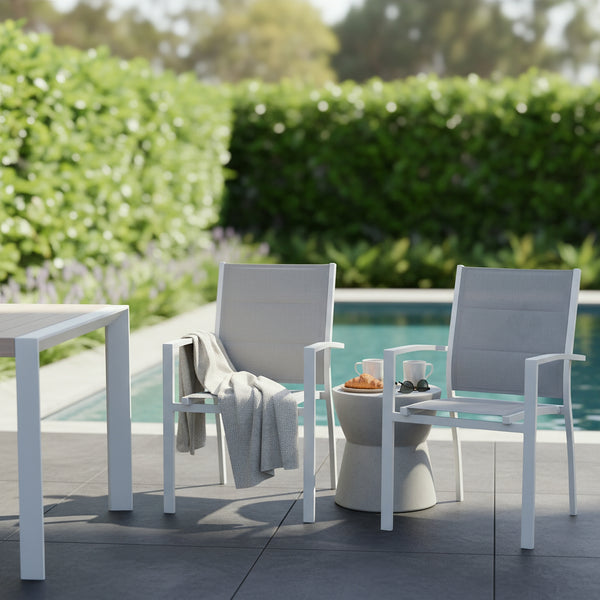 Torres 2pc Set Outdoor Aluminium Dining Chair White