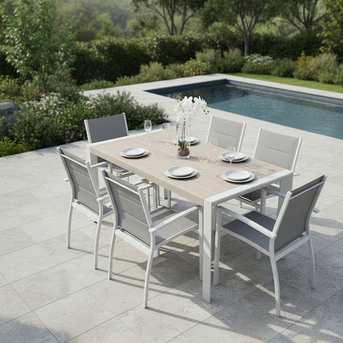 Torres 2pc Set Outdoor Aluminium Dining Chair White