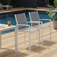 Torres 2pc Set Outdoor Barstool Aluminium Bar Chair White