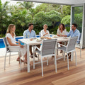 Torres 7pc Set Outdoor Aluminium Bar Table 6 Barstool Chair White