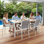 Torres 7pc Set Outdoor Aluminium Bar Table 6 Barstool Chair White