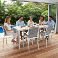 Torres 7pc Set Outdoor Aluminium Bar Table 6 Barstool Chair White