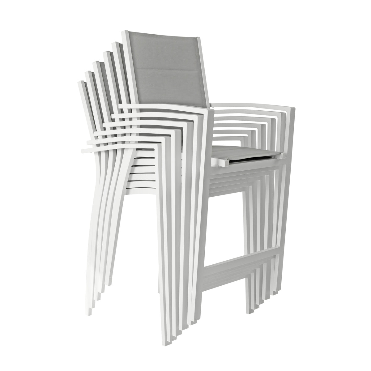 Torres 7pc Set Outdoor Aluminium Bar Table 6 Barstool Chair White