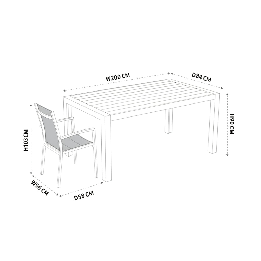 Torres 7pc Set Outdoor Aluminium Bar Table 6 Barstool Chair White