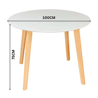 Toto 100cm 4 Seater Round Dining Table - White