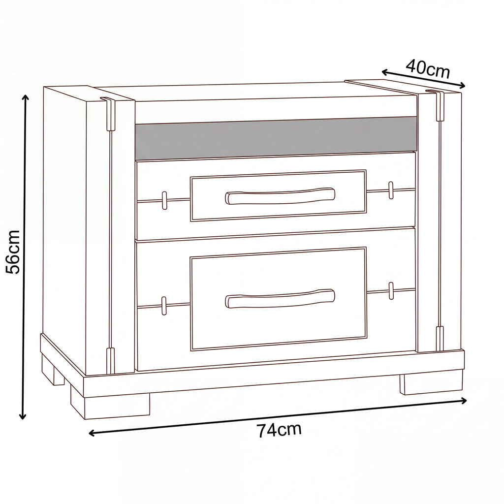 Tucker Bedside Charcoal Grey