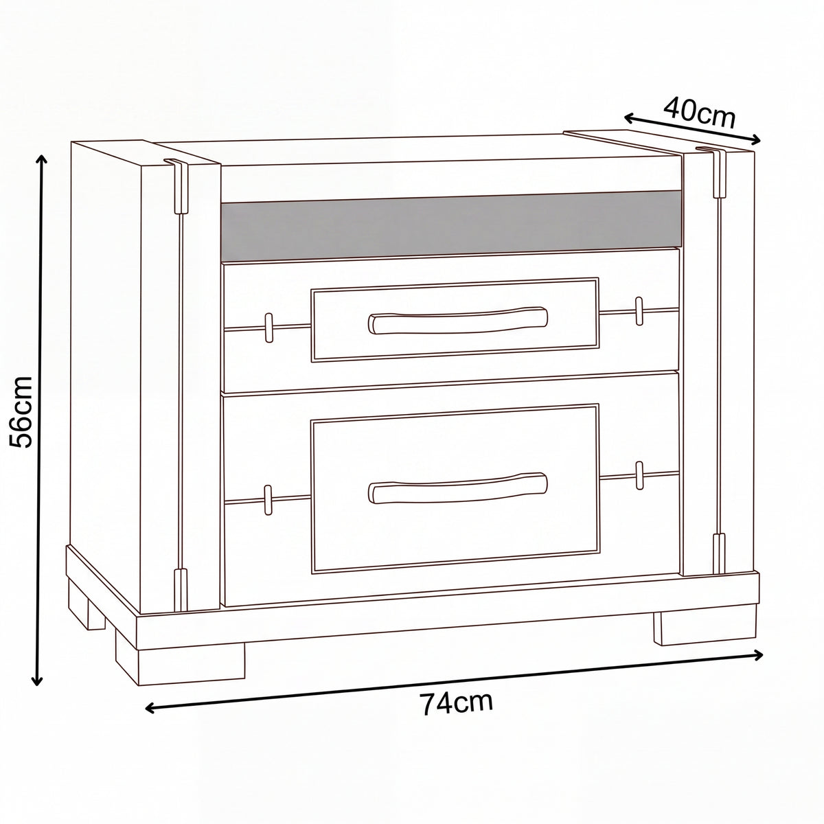 Tucker Bedside Charcoal Grey