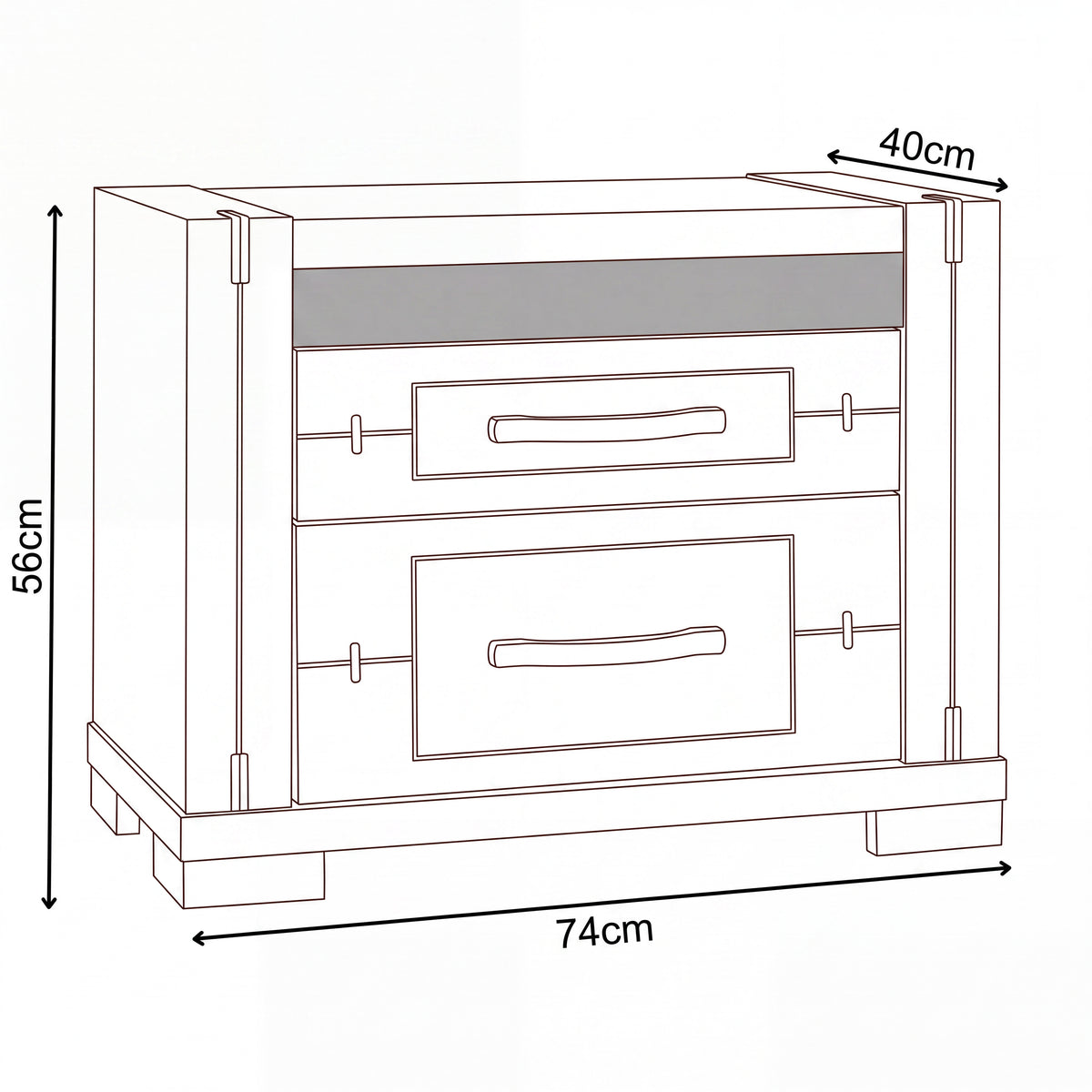 Tucker Bedside Charcoal Grey