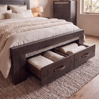 Tucker Queen Bed Frame Storage Drawer Charcoal Grey