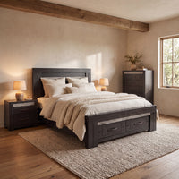 Tucker Queen Bed Frame Storage Drawer Charcoal Grey
