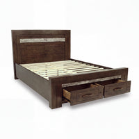 Tucker Queen Bed Frame Storage Drawer Charcoal Grey