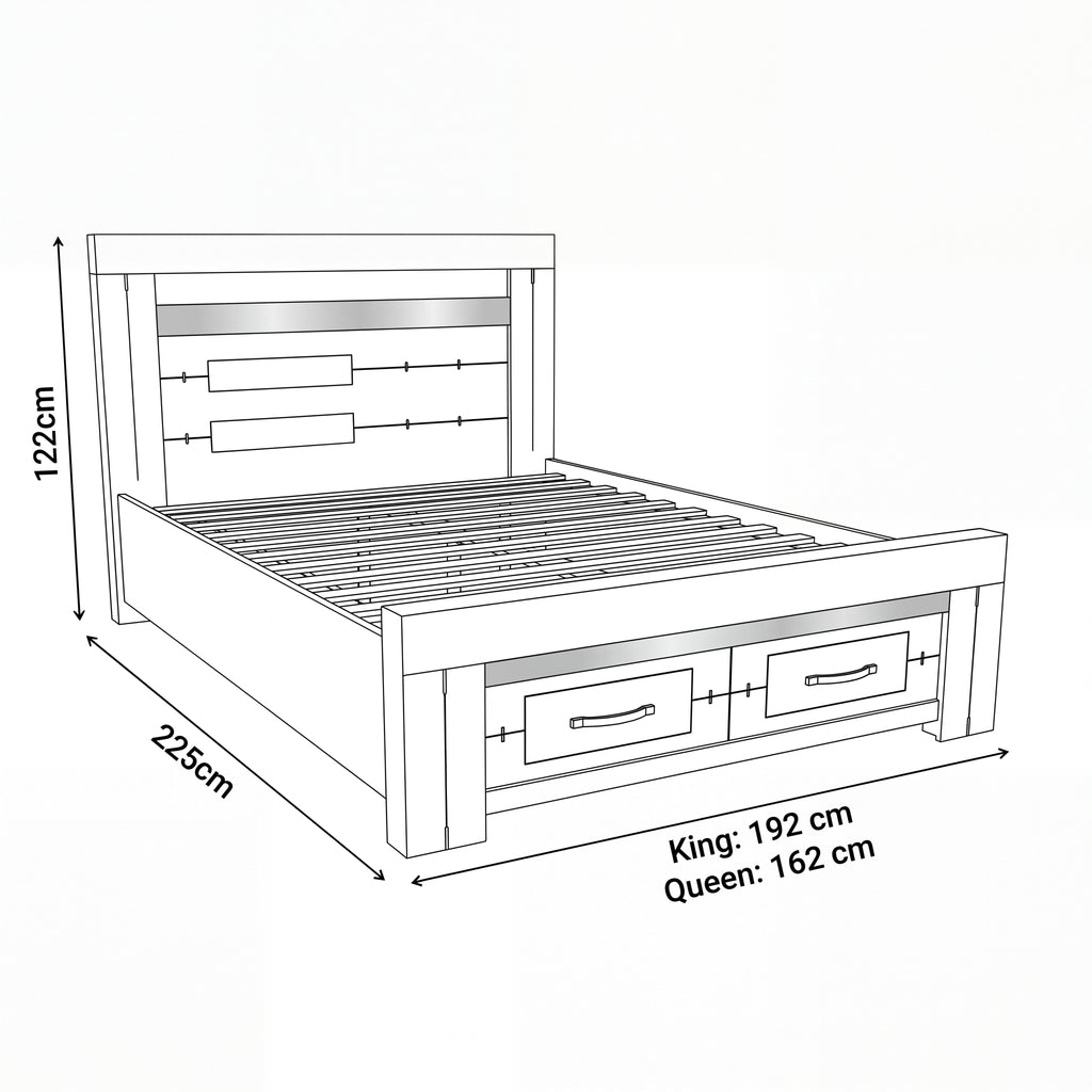 Tucker Queen Bed Frame Storage Drawer Charcoal Grey