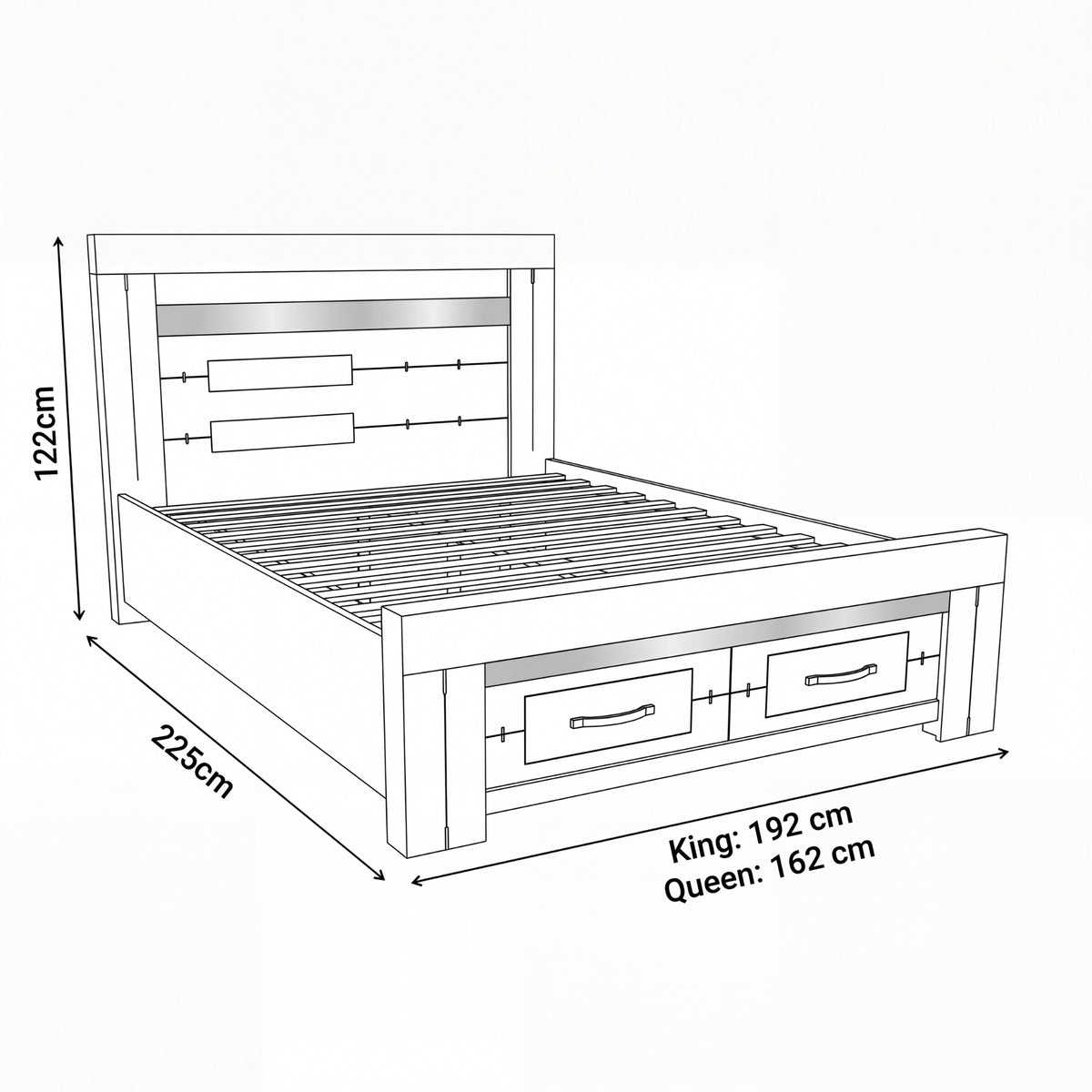 Tucker Queen Bed Frame Storage Drawer Charcoal Grey