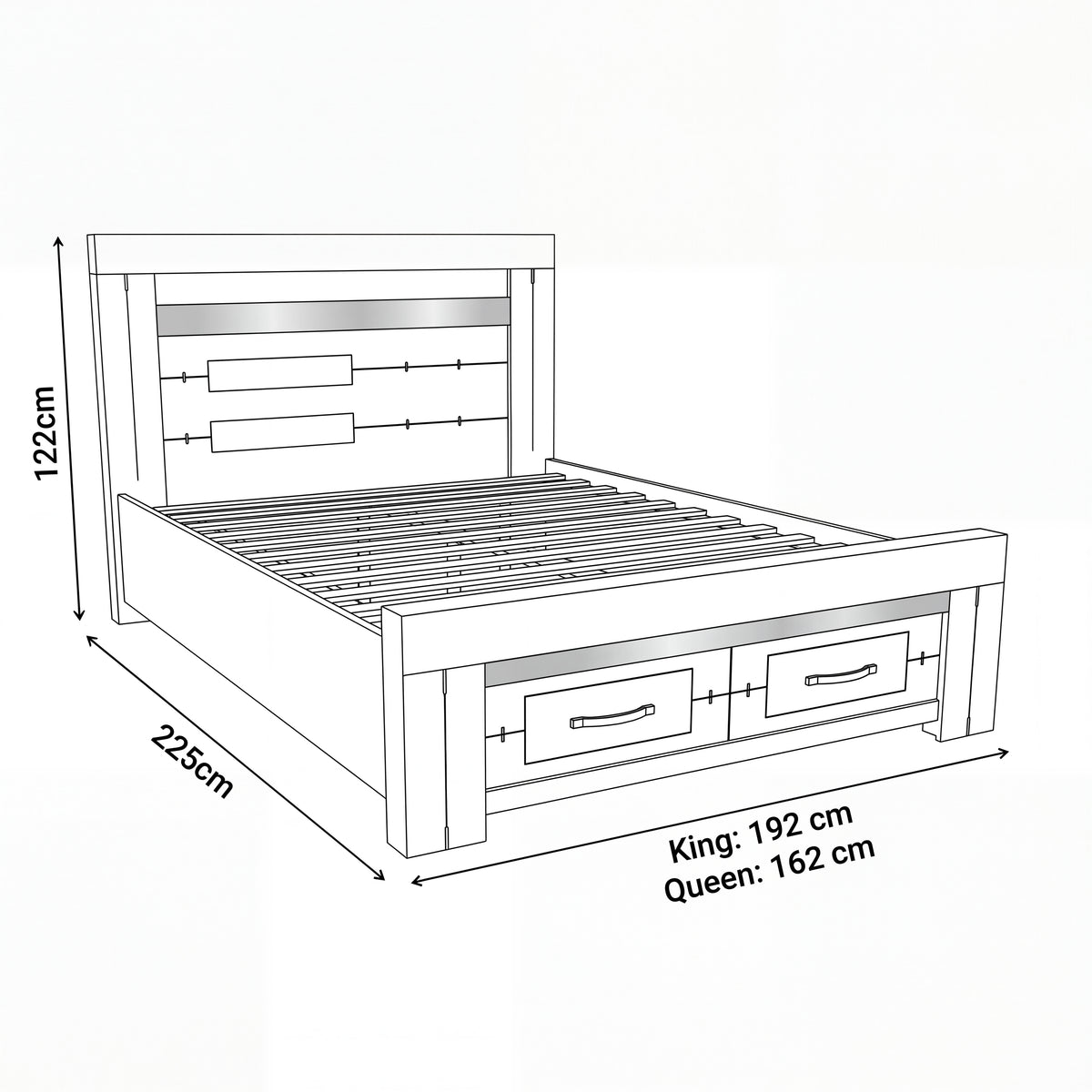Tucker Queen Bed Frame Storage Drawer Charcoal Grey