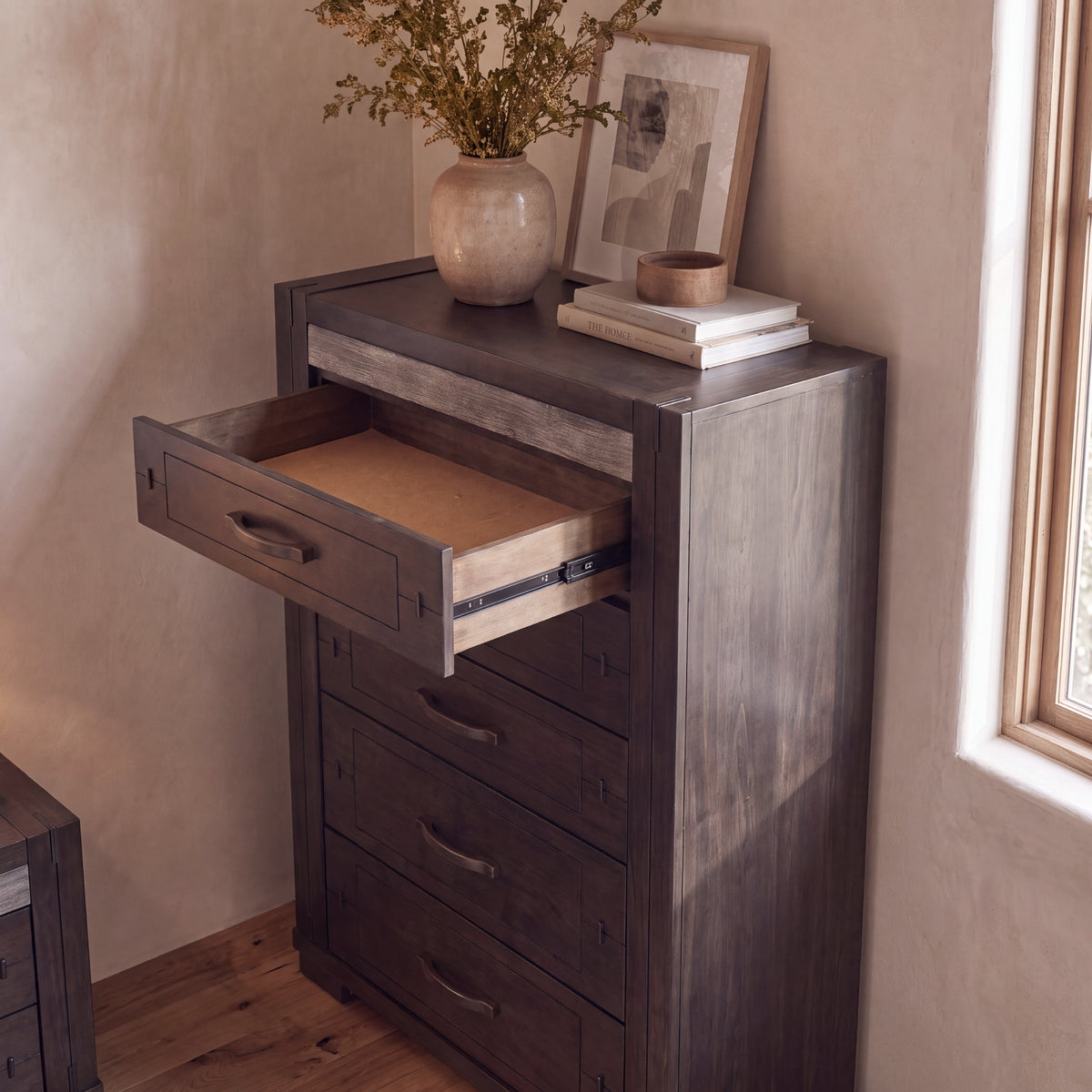 Tucker Tallboy 5 Drawer Bedroom Storage Charcoal Grey