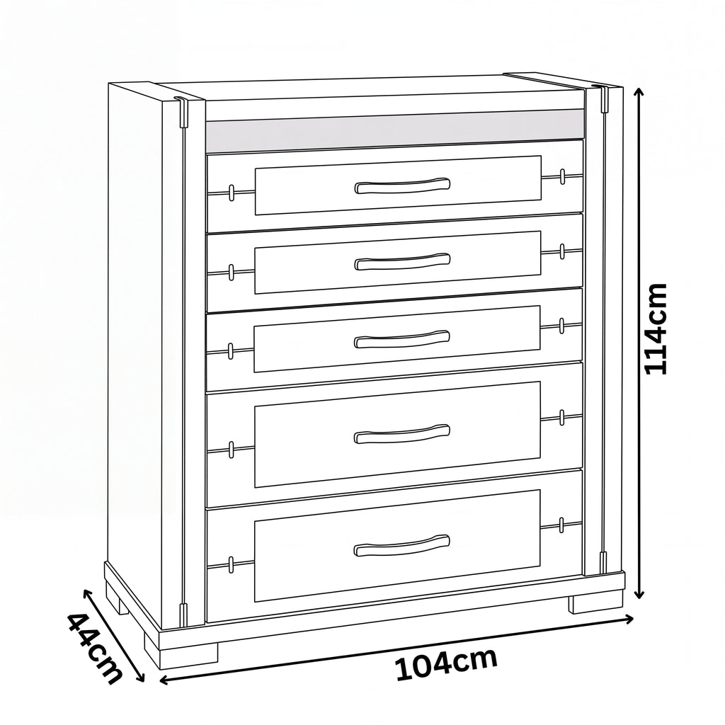 Tucker Tallboy 5 Drawer Bedroom Storage Charcoal Grey