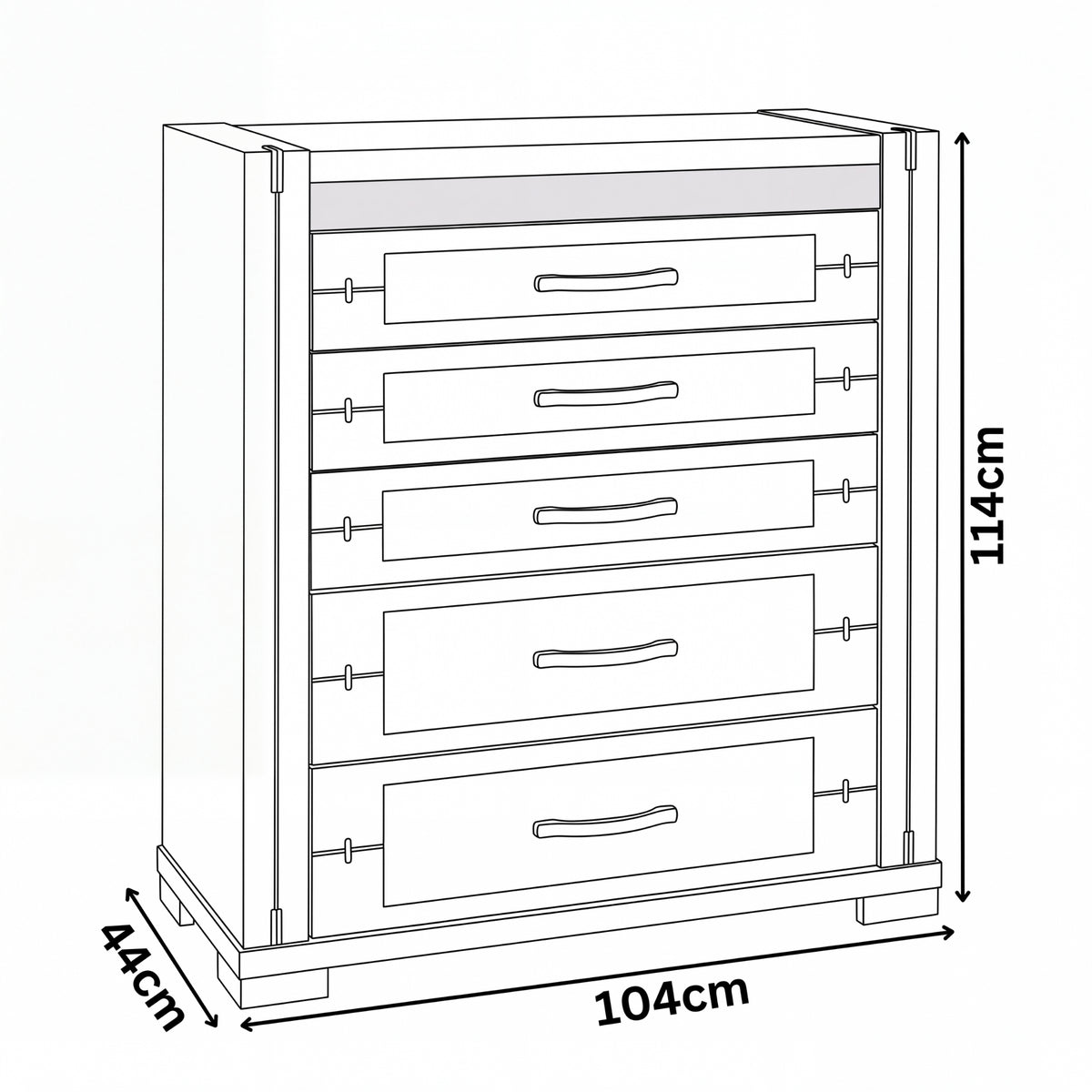 Tucker Tallboy 5 Drawer Bedroom Storage Charcoal Grey