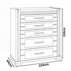 Tucker Tallboy 5 Drawer Bedroom Storage Charcoal Grey