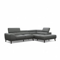 Tuscany 2 Seater Leather Sofa Lounge RHF Chaise Mid Grey